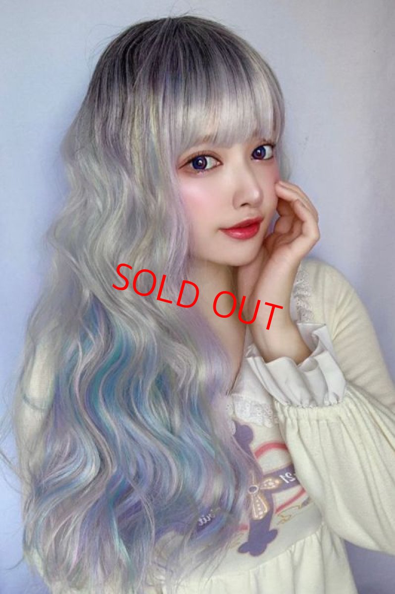 画像10: 【SALE】レインボーシリーズ☆リラックスウェーブロング【根元黒スノーレインボー】 (10)