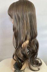 画像14: 【SALE】眉上バング☆姫カット☆ロリータゆるウェーブロング【スモーキーグレージュ×インナーカラーブルー＆ピンク】 (14)