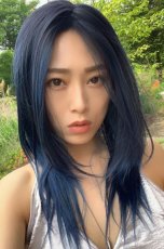 画像3: 【SALE】幅広I型つむじ☆クールレイヤーストレートセミロング【根元黒染め×ブードゥーブルー】 (3)