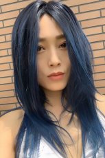 画像10: 【SALE】幅広I型つむじ☆クールレイヤーストレートセミロング【根元黒染め×ブードゥーブルー】 (10)