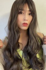 画像7: I型つむじ☆斜め分けランダムゆる巻きウェーブロング【ダークブラウン】　 (7)