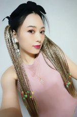 画像1: リボン紐付きブレイズ編みポニーテールウィッグ【全６色】 (1)