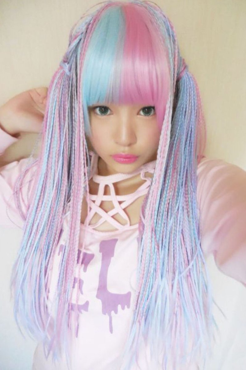 画像7: サイド付きぱっつん前髪styleブレイズ編みフルウィッグ【いちごミルク×アイスソーダ】 (7)