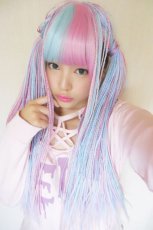 画像10: サイド付きぱっつん前髪styleブレイズ編みフルウィッグ【いちごミルク×アイスソーダ】 (10)