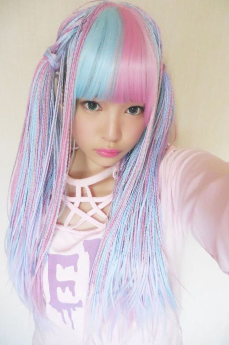 画像5: サイド付きぱっつん前髪styleブレイズ編みフルウィッグ【いちごミルク×アイスソーダ】 (5)