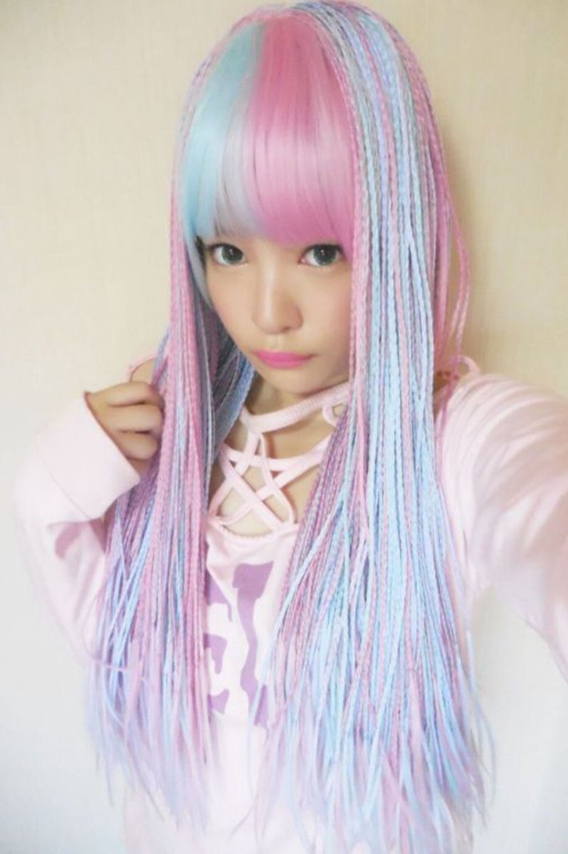 画像3: サイド付きぱっつん前髪styleブレイズ編みフルウィッグ【いちごミルク×アイスソーダ】 (3)