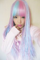 画像8: サイド付きぱっつん前髪styleブレイズ編みフルウィッグ【いちごミルク×アイスソーダ】 (8)
