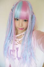 画像1: サイド付きぱっつん前髪styleブレイズ編みフルウィッグ【いちごミルク×アイスソーダ】 (1)