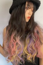画像5: 【SALE】ハーフwig☆2way✩トロピカルレインボーカラーウェーブロング【根元黒染め×トロピカルレインボー】 (5)