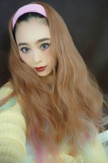 画像1: ハーフwig☆2way☆パステルレインボーカラーウェーブロング【ライトブラウンベースレインボー】 (1)