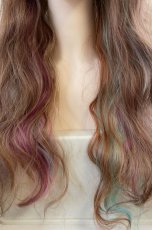 画像12: ハーフwig☆2way☆パステルレインボーカラーウェーブロング【ライトブラウンベースレインボー】 (12)