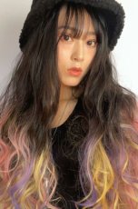 画像3: 【SALE】ハーフwig☆2way✩トロピカルレインボーカラーウェーブロング【根元黒染め×トロピカルレインボー】 (3)