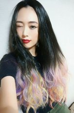 画像8: 【SALE】ハーフwig☆2way✩トロピカルレインボーカラーウェーブロング【根元黒染め×トロピカルレインボー】 (8)