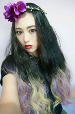 画像15: 【SALE】ハーフwig☆2way✩トロピカルレインボーカラーウェーブロング【根元黒染め×トロピカルレインボー】 (15)