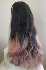 画像19: 【SALE】ハーフwig☆2way✩トロピカルレインボーカラーウェーブロング【根元黒染め×トロピカルレインボー】 (19)