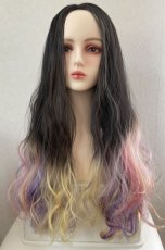 画像18: 【SALE】ハーフwig☆2way✩トロピカルレインボーカラーウェーブロング【根元黒染め×トロピカルレインボー】 (18)