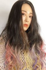 画像6: 【SALE】ハーフwig☆2way✩トロピカルレインボーカラーウェーブロング【根元黒染め×トロピカルレインボー】 (6)