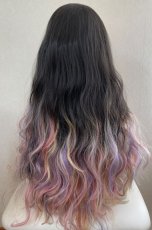 画像20: 【SALE】ハーフwig☆2way✩トロピカルレインボーカラーウェーブロング【根元黒染め×トロピカルレインボー】 (20)