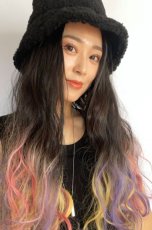 画像1: 【SALE】ハーフwig☆2way✩トロピカルレインボーカラーウェーブロング【根元黒染め×トロピカルレインボー】 (1)