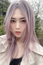 画像11: 【SALE】幅広I型つむじ☆クールレイヤーストレートセミロング【根元黒mix×ペールピンク】 (11)