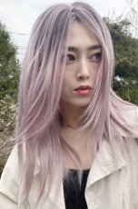 画像3: 【SALE】幅広I型つむじ☆クールレイヤーストレートセミロング【根元黒mix×ペールピンク】 (3)