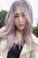 画像2: 【SALE】幅広I型つむじ☆クールレイヤーストレートセミロング【根元黒mix×ペールピンク】 (2)