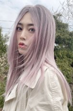 画像10: 【SALE】幅広I型つむじ☆クールレイヤーストレートセミロング【根元黒mix×ペールピンク】 (10)