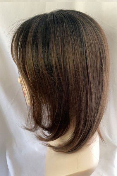 画像2: front lace wig☆エアリーバングCカールロブ【根元黒染め×マロンブラウン】