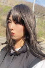 画像16: つむじレース手植え製法☆愛されレイヤーワンカールボブ【アッシュブラック】 (16)
