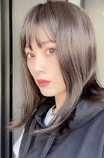 画像9: つむじレース手植え製法☆愛されレイヤーワンカールボブ【アッシュブラック】 (9)