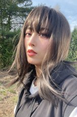 画像14: つむじレース手植え製法☆愛されレイヤーワンカールボブ【アッシュブラック】 (14)