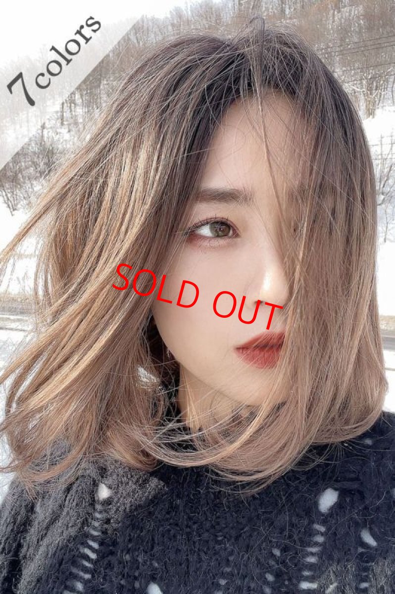 画像1: 【SALE】《Sサイズ展開有》とろみワンカールロブ【根元黒染め×シフォンベージュ】 (1)