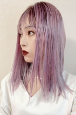 画像12: 切りっぱなしストレートセミロング【根元黒染め×スモーキーラベンダー×クリームソーダmix】 (12)