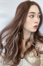画像3: 【SALE】Ｉ型 レース ☆フェイスフレーミングウェーブロング【キャラメルブラウン×インナーカラーホワイトゴールド】 (3)