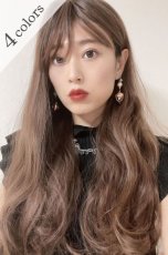 画像1: I型つむじ☆斜め分けランダムゆる巻きウェーブロング【根元黒mix×マロンブラウン】　 (1)