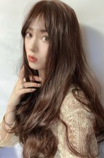 画像10: I型つむじ☆斜め分けランダムゆる巻きウェーブロング【ビターチョコブラウン】　 (10)