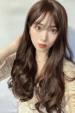画像17: I型つむじ☆斜め分けランダムゆる巻きウェーブロング【ビターチョコブラウン】　 (17)