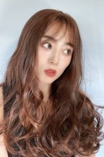 画像12: front lace wig☆シースルーエアリーバングウォームウェーブロング【マロングラッセ】 (12)