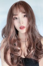 画像6: front lace wig☆シースルーエアリーバングウォームウェーブロング【マロングラッセ】 (6)