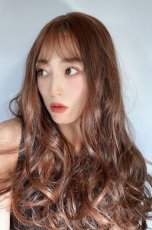 画像14: front lace wig☆シースルーエアリーバングウォームウェーブロング【マロングラッセ】 (14)