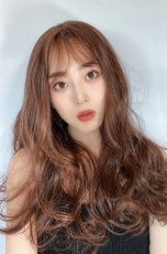 画像13: front lace wig☆シースルーエアリーバングウォームウェーブロング【マロングラッセ】 (13)