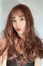 画像15: front lace wig☆シースルーエアリーバングウォームウェーブロング【マロングラッセ】 (15)
