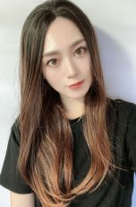 画像3: front lace wig☆センターパート☆ワンレンストレートロング【根元黒染め×ショコラブラウングラデ】 (3)