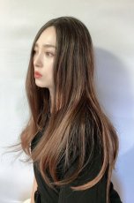 画像8: front lace wig☆センターパート☆ワンレンストレートロング【根元黒染め×ショコラブラウングラデ】 (8)