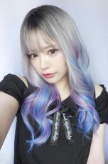 画像8: 【SALE】エギョモリウェーブロング【根元黒染め×ユニコーンカラー】 (8)