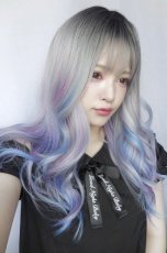 画像5: 【SALE】エギョモリウェーブロング【根元黒染め×ユニコーンカラー】 (5)