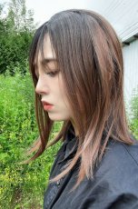 画像14: front lace wig☆エアリーバングCカールロブ【根元黒染め×キャラメルベージュ】 (14)