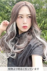 画像12: 【SALE】Ｉ型 レース ☆フェイスフレーミングウェーブロング【チョコブラウン×インナーカラーシルバー】 (12)