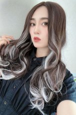画像10: 【SALE】Ｉ型 レース ☆フェイスフレーミングウェーブロング【チョコブラウン×インナーカラーシルバー】 (10)