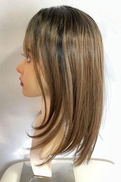 画像2: front lace wig☆エアリーバングCカールロブ【ロゼブラウン】